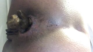 Close up of sexy teen shitting a lot