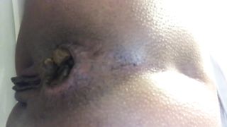 Close up of sexy teen shitting a lot