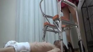 Using a homemade toilet to feed slave