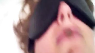 Masked babe eats shit