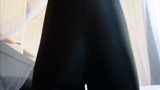 Rubbing poop on black leggings