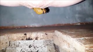 Creampied girl shitting in public