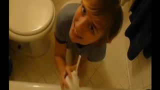 Liquid shit enema in white pantyhose