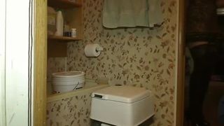 Constipated teen shitting