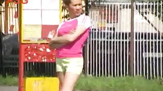 She did a mess in panties outdoor