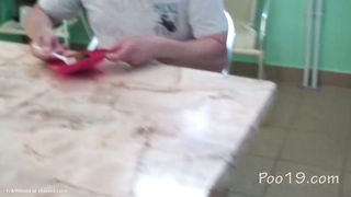 Hard to eat poop from three girls