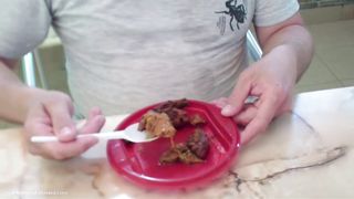 Hard to eat poop from three girls