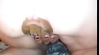 Skinny girl lets out a big load