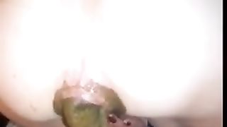 Skinny girl lets out a big load