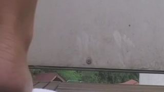 Pushing big turd on white napkin