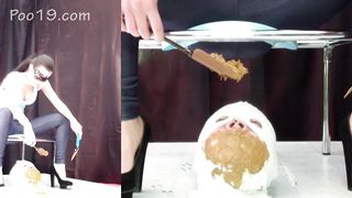 Good toilet slave for three girls