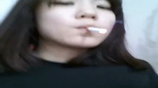 Lovely teen shitting