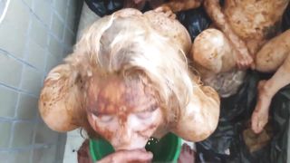 Lesbian girls smear poop on each other