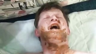 Feeding husband with lots of shit