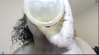 Nasty camgirl eats fresh shit