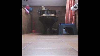 Hot ass brunette shitting on the floor doggystyle