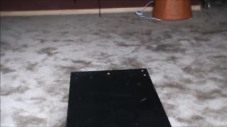 Fat hairy woman piss on a glass and shit on a plate