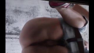 Girl shitting diarrhea in a dirty public toilet