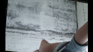 Girl shitting diarrhea in a dirty public toilet