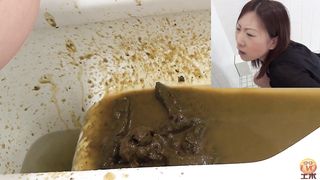 Real mess in public bathroom from sexy teen