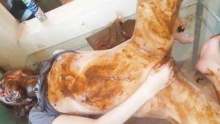 Rough scat sex with intense orgasm