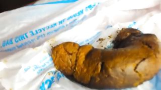 Creampied teen shitting in close up