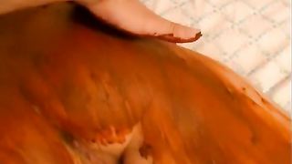 man rubs shit all over this bitch then cunt fucks her deep and hard from behind