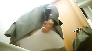 Mature Bitch pulls her cotton Knickers down and Pisses, Wank good.