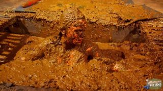 Girl masturbates and squirts covered in cow shit