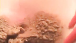 Real mess between butt cheeks from sexy teen