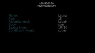 Naked blonde girl pooping