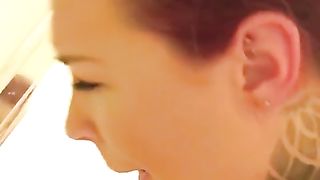 Redhead babe eats poop