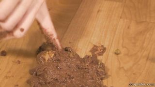 Blonde teen eats poop as she's having fun