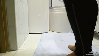 Beautiful blonde masturbates with fresh shit