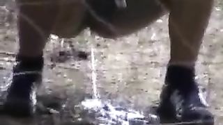 Amateur girl peeing nicely outdoor