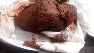 Shitting in her white tights