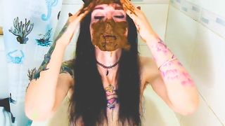 Hot teen smears shit on pretty face