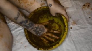 Slutty college girl eats poop