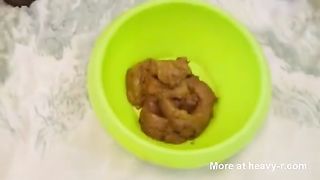 She smears poop on face and hair