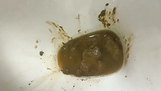 Playing with poop from toilet