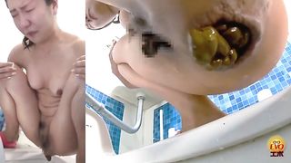 Huge turd breaks her ass slowly