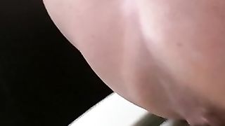 Two turds coming out from her ass