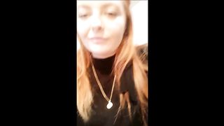 Sweet redhead shitting in close up