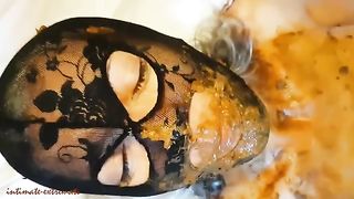 Face fucked hard after smearing shit