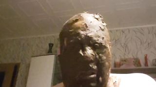 Amateur fat dude loves shit on his face