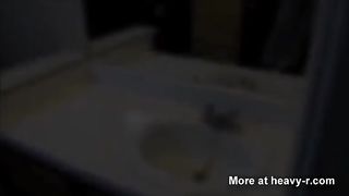 Ebony slut pooping in the sink