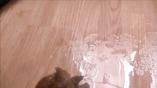 Curvy big ass lady pooping on the floor