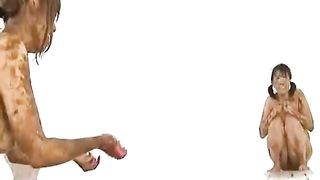 Kinky Japanese shit covered babes playing dirty