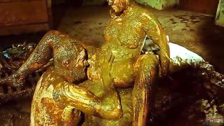 Cowshit adventure session with sexy Betty and Franky