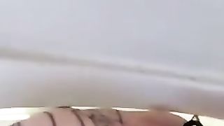 Slutty blonde chick poops hard